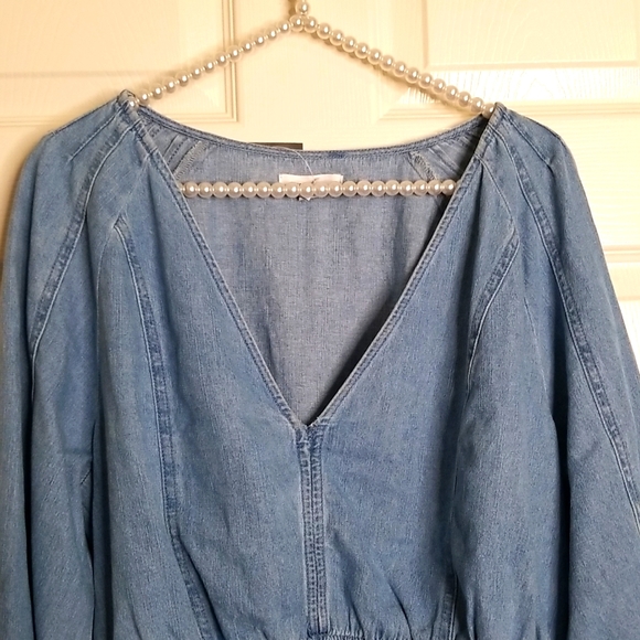 Forever 21 Blue Denim Bell Longsleeve Top - Picture 4 of 13